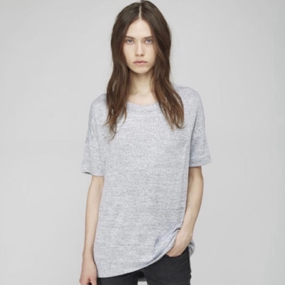 Rag & Bone GIADA Slouchy Short-Sleeve Pocket Tee Gray Sz XXS